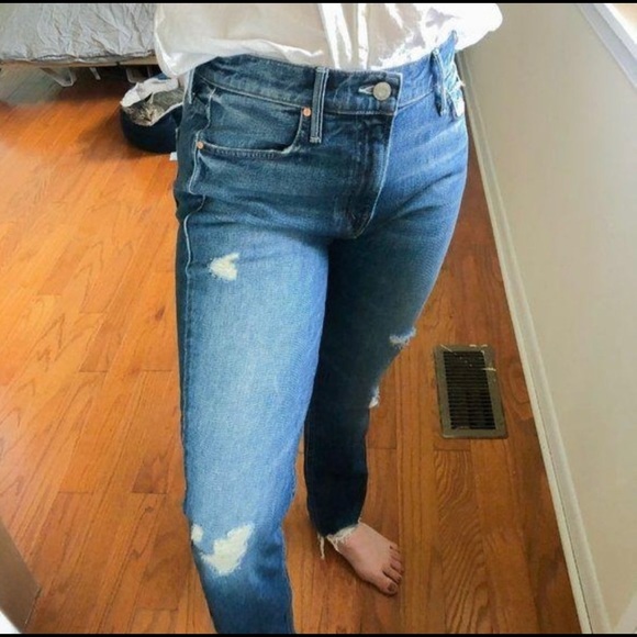 Mother Denim Distressed High Rise Ankle Jeans Blue - Picture 6 of 8